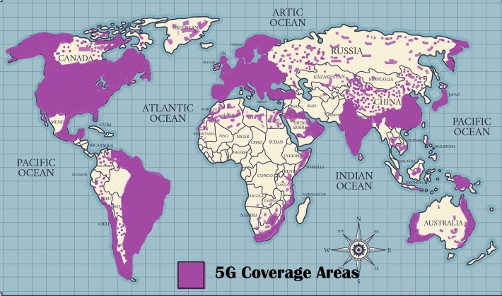 Global 5G network coverage map