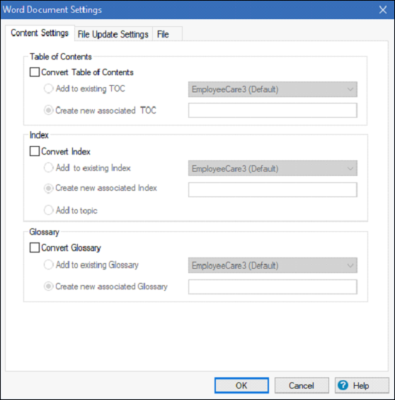 Word Document Settings