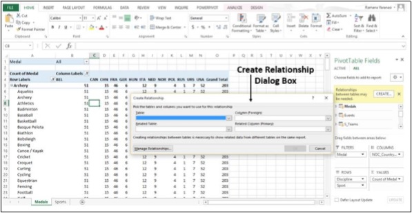 Create Relationship DialogBox