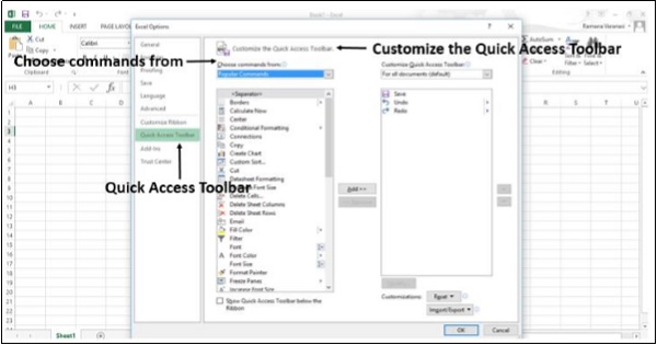 Customize Quick Access Toolbar