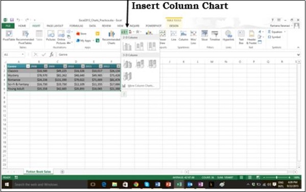 Insert Column Chart