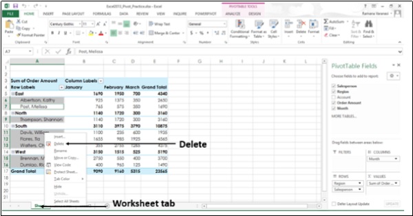 Worksheet Delete