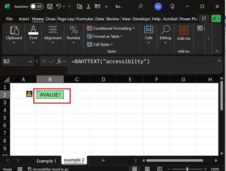 BAHTTEXT will retrieve #VALUE! error