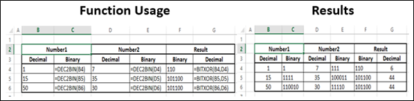 BITXOR Function