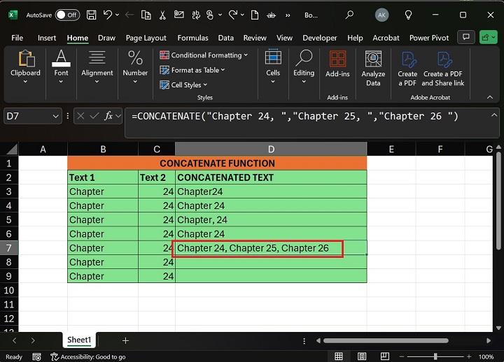 CONCATENATE Will Retrieve Chapter 24,25,26