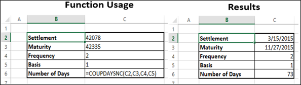 COUPDAYSNC Function