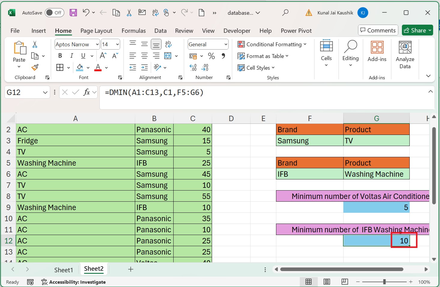 DMIN Function 4