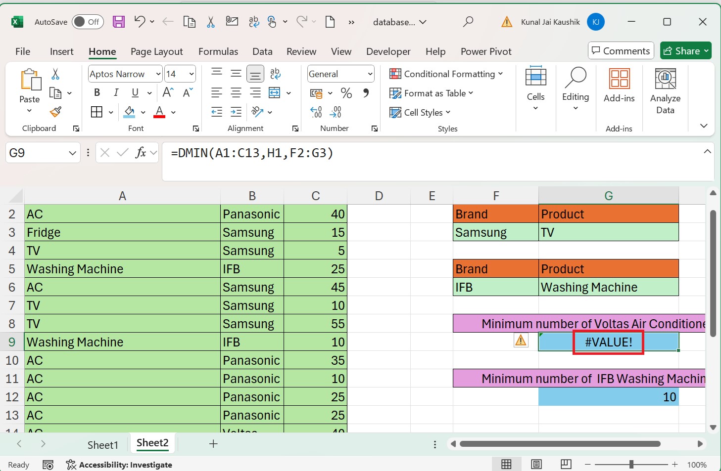 DMIN Function 6