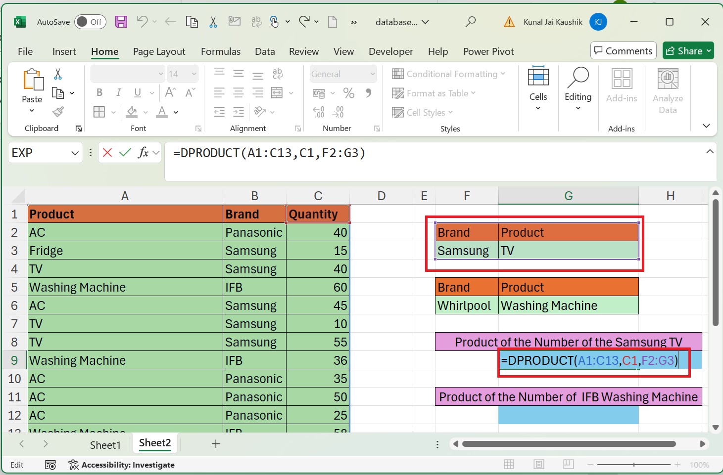 DPRODUCT Function 1