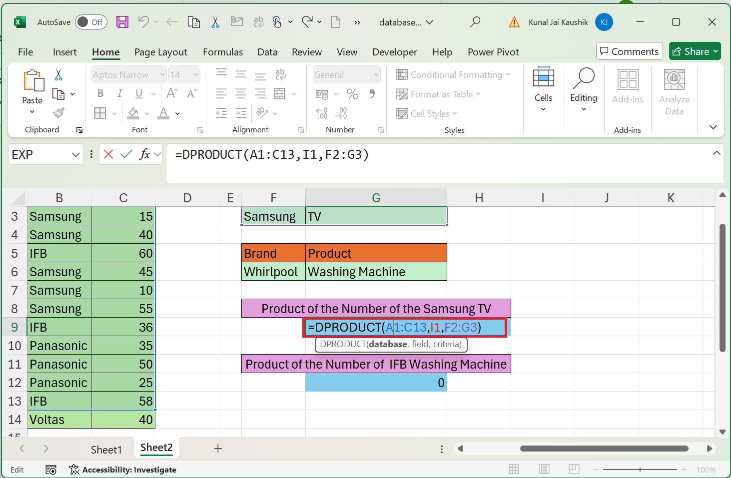 DPRODUCT Function 5