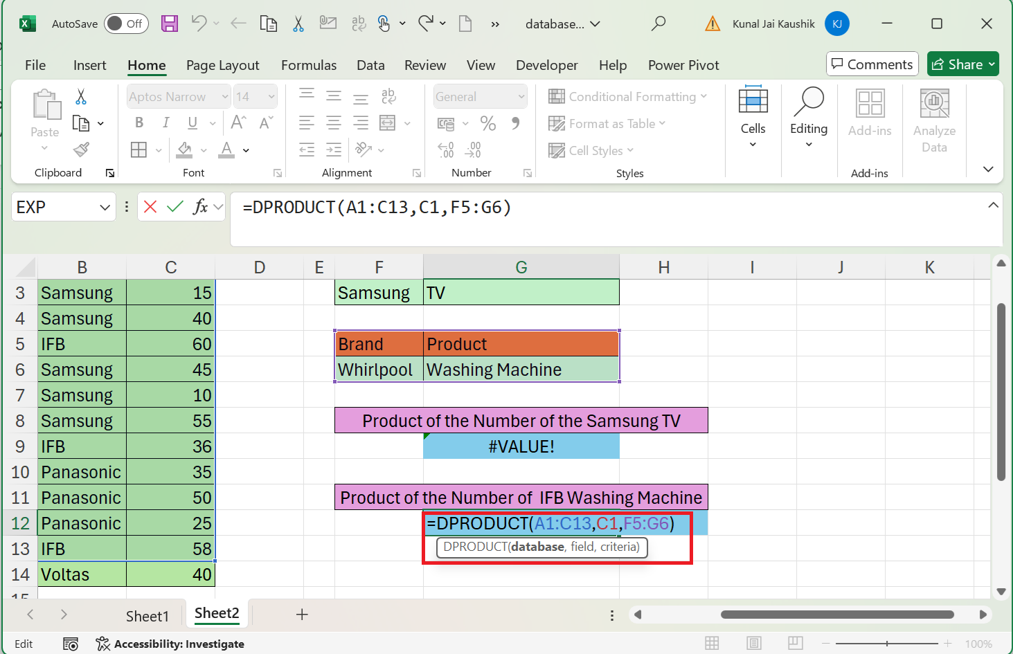 DPRODUCT Function 7