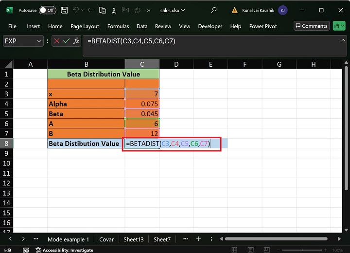 Excel BETADIST Function 1