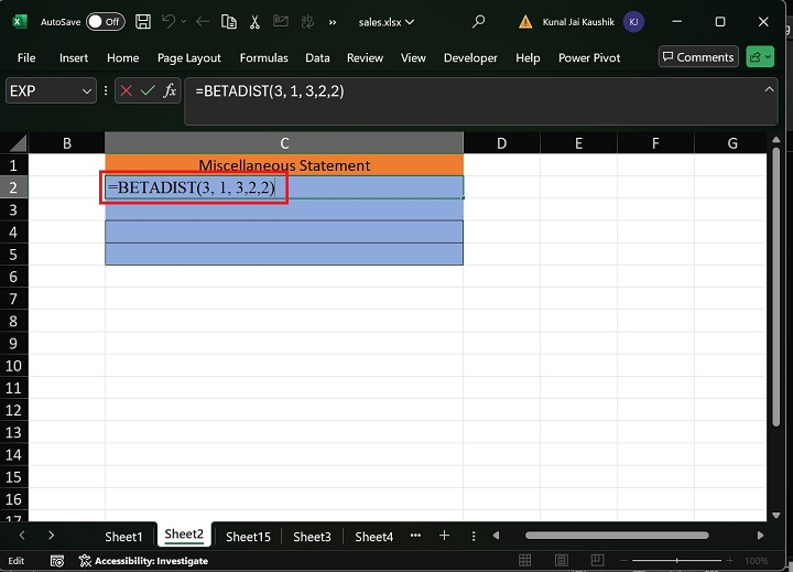 Excel BETADIST Function 5