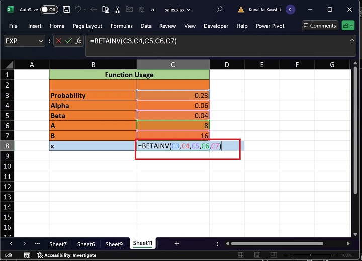 Excel BETAINV Function 1