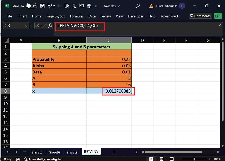 Excel BETAINV Function 18