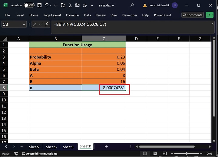 Excel BETAINV Function 2