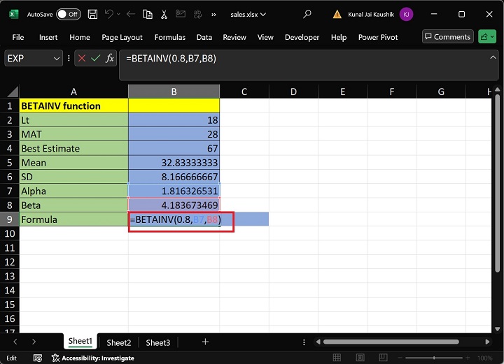 Excel BETAINV Function 9