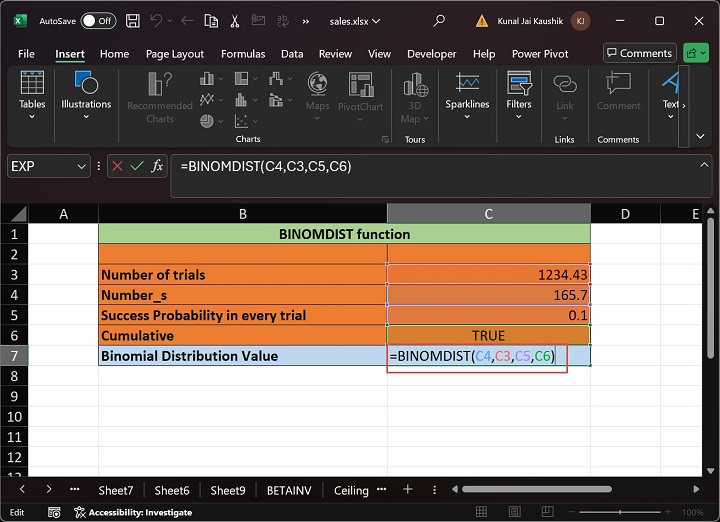 Excel BINOMDIST Function 1