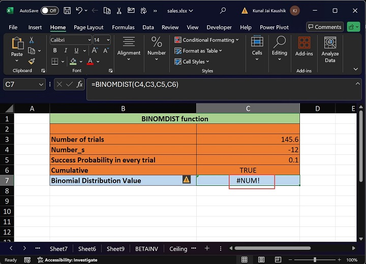 Excel BINOMDIST Function 10