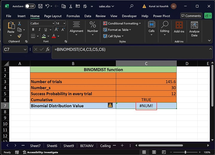 Excel BINOMDIST Function 12