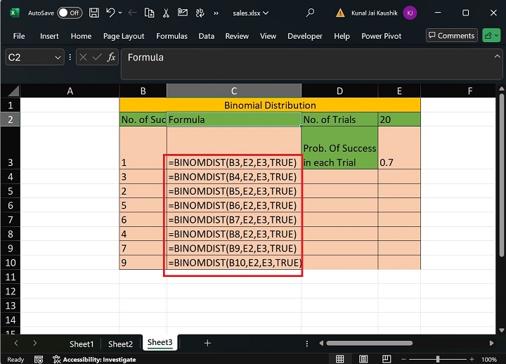 Excel BINOMDIST Function 5