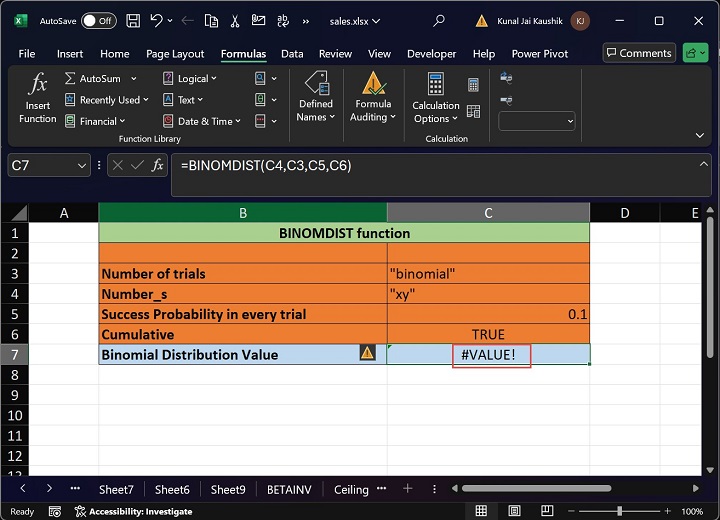 Excel BINOMDIST Function 8