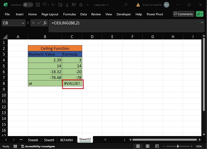 Excel Ceiling Function 10