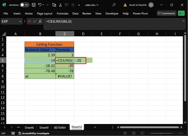 Excel Ceiling Function 11