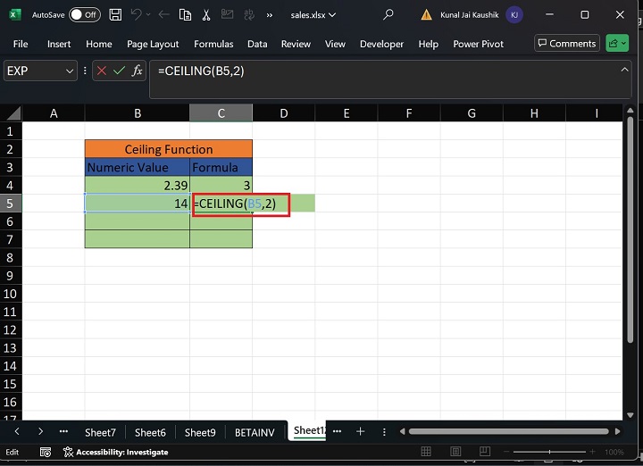 Excel Ceiling Function 3