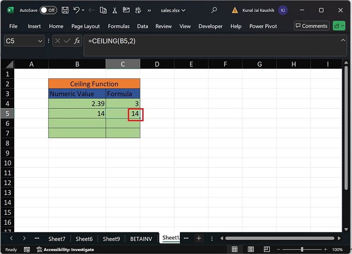 Excel Ceiling Function 4