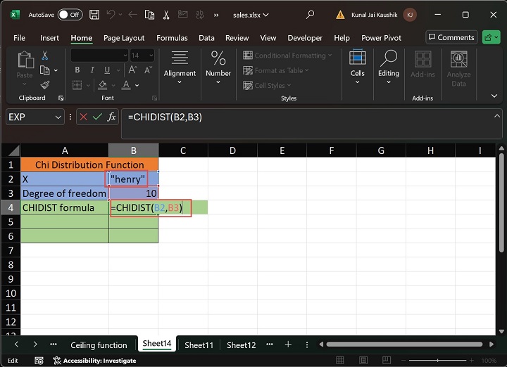 Excel CHIDIST Function 5