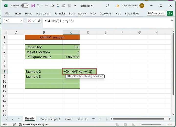 Excel CHIINV function 3