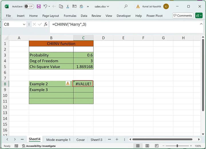 Excel CHIINV function 4