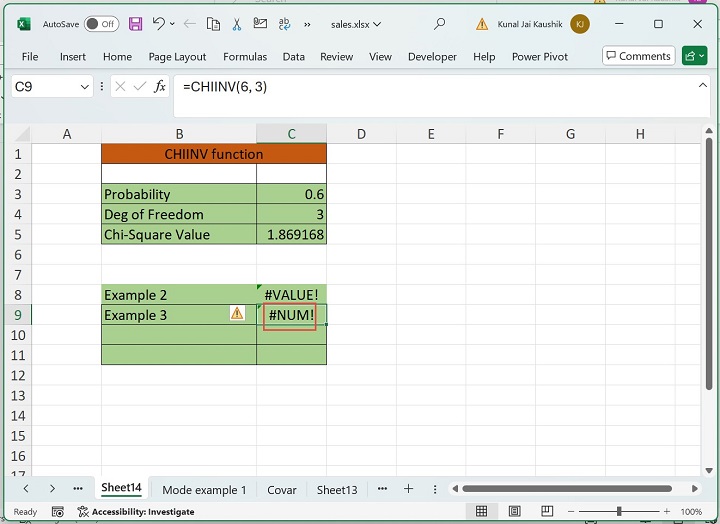 Excel CHIINV function 6