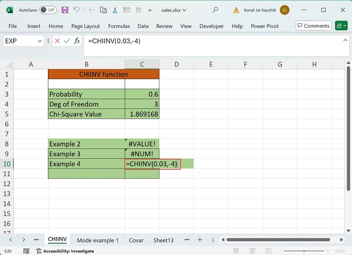 Excel CHIINV function 7