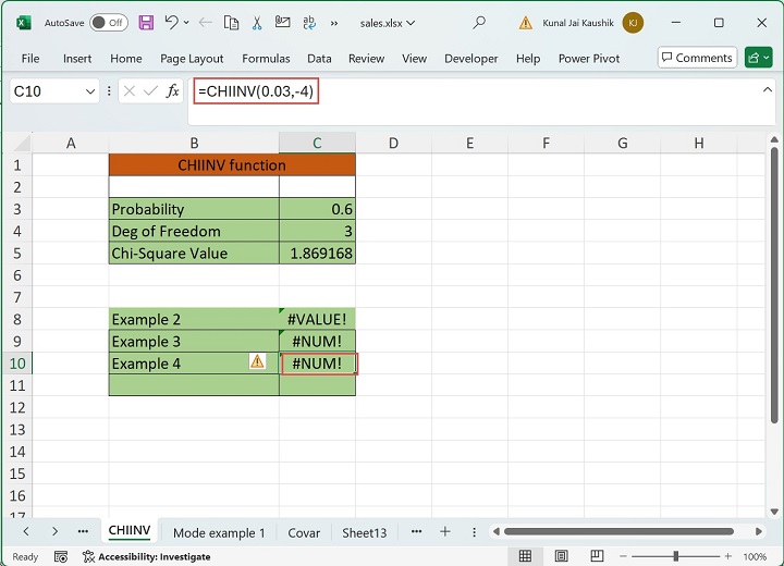 Excel CHIINV function 8