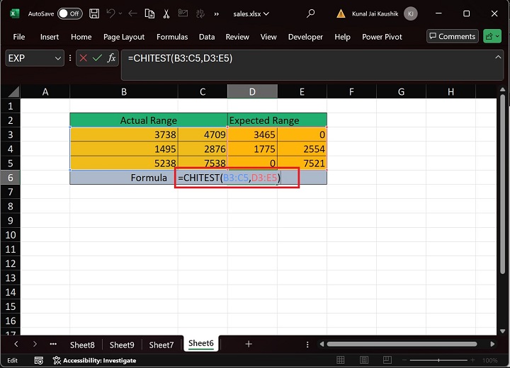 Excel Chitest Function 25