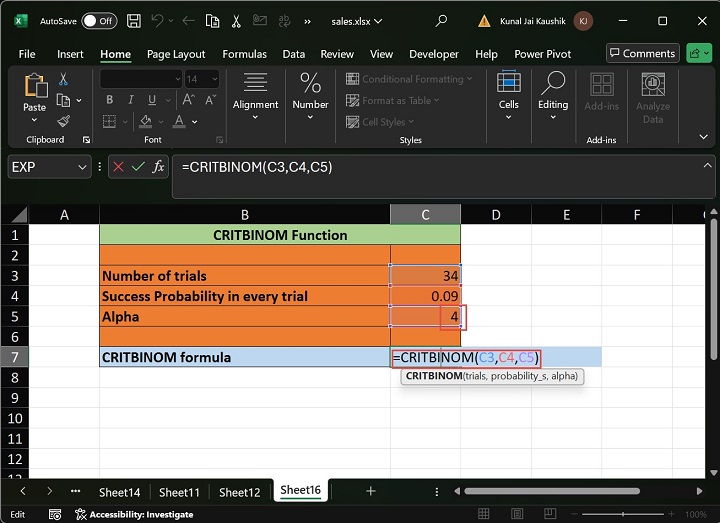 Excel CRITBINOM Function 11