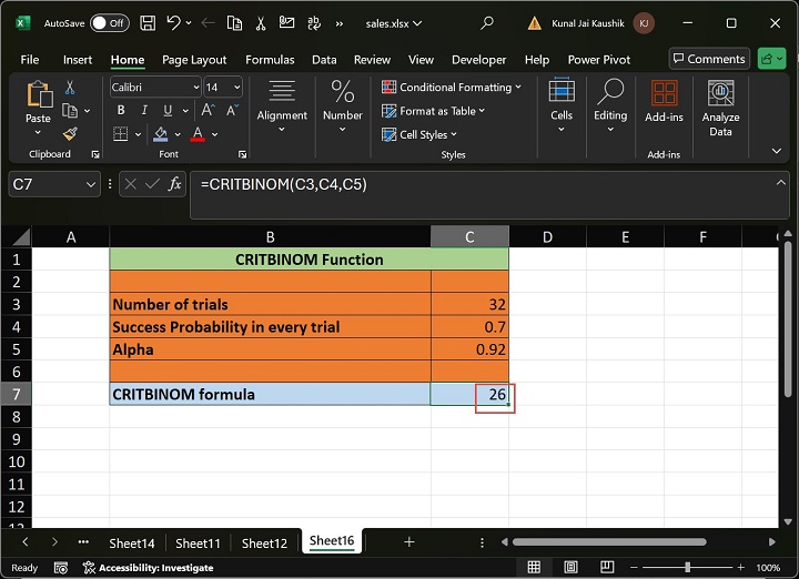 Excel CRITBINOM Function 2