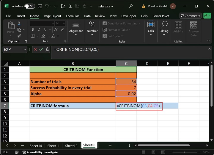 Excel CRITBINOM Function 9