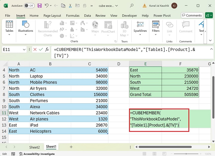 Excel CUBEMEMBER Function 10