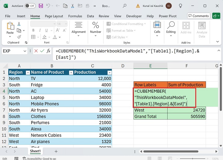 Excel CUBEMEMBER Function 6