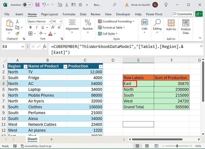 Excel CUBEMEMBER Function 7