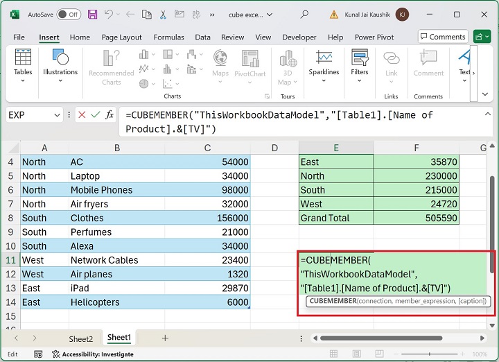 Excel CUBEMEMBER Function 8