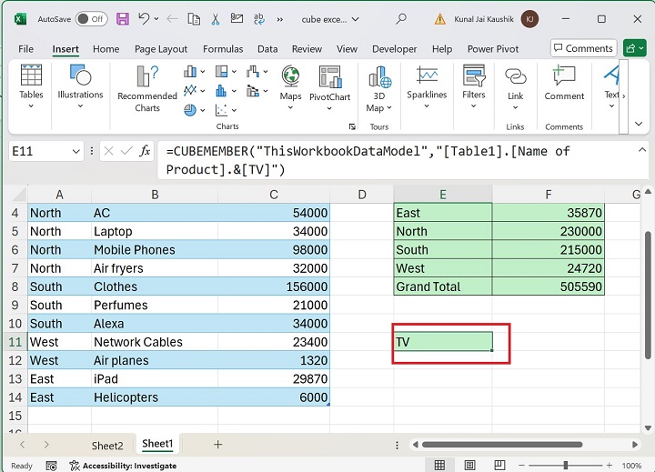 Excel CUBEMEMBER Function 9