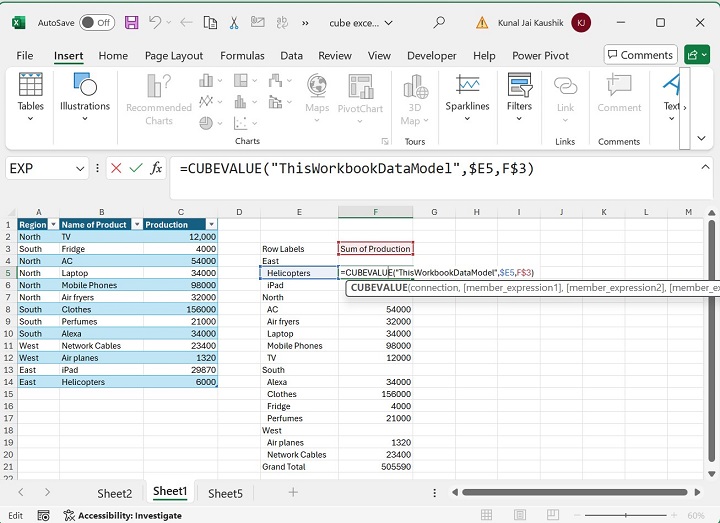 Excel CUBEVALUE Function 3