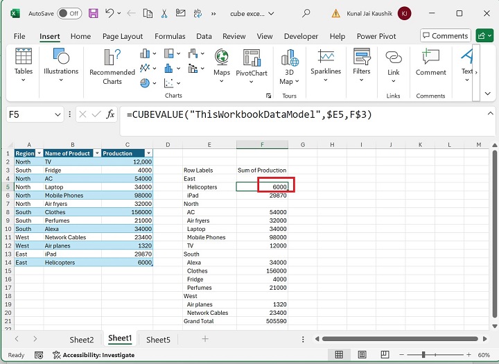 Excel CUBEVALUE Function 4