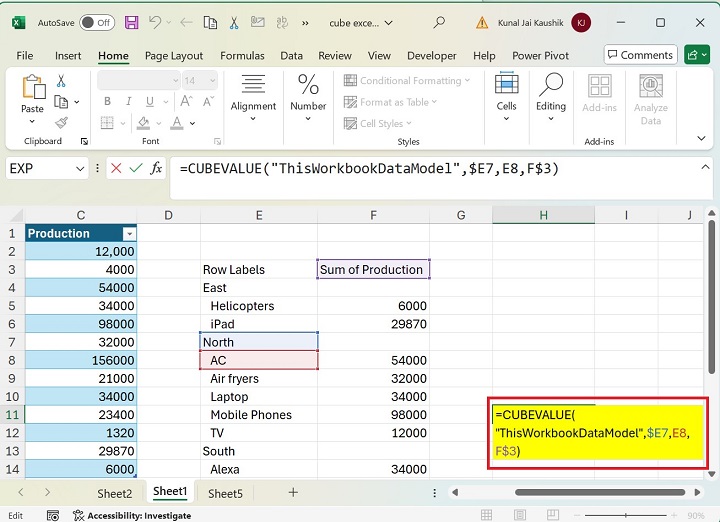 Excel CUBEVALUE Function 5