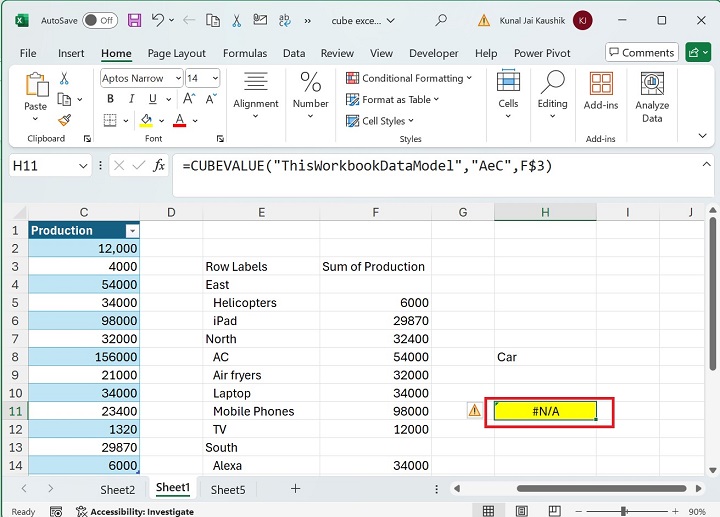 Excel CUBEVALUE Function 7