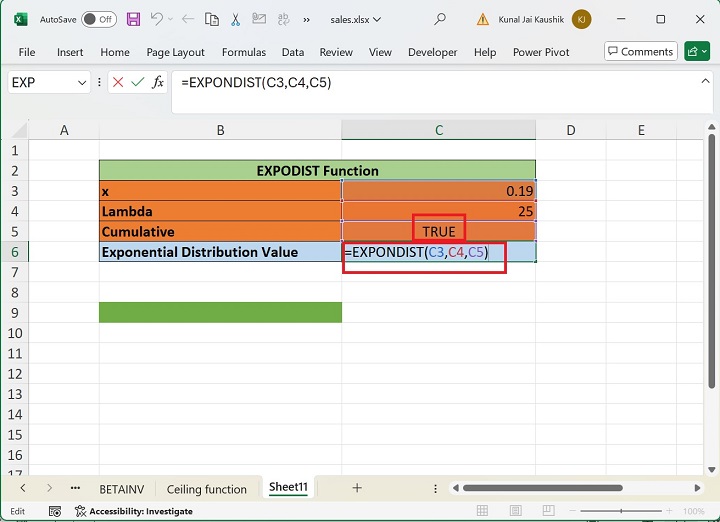 Excel EXPONDIST Function 3